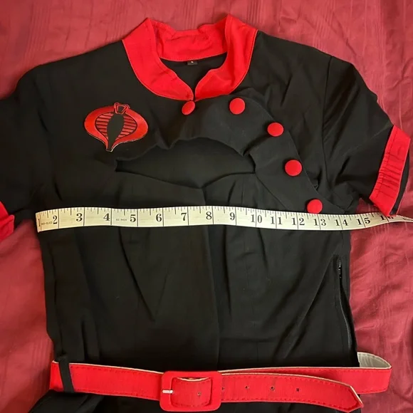 Elegant Black and Red Women's Dress with GI Joe Cobra Patch - Picture 4 of 9
